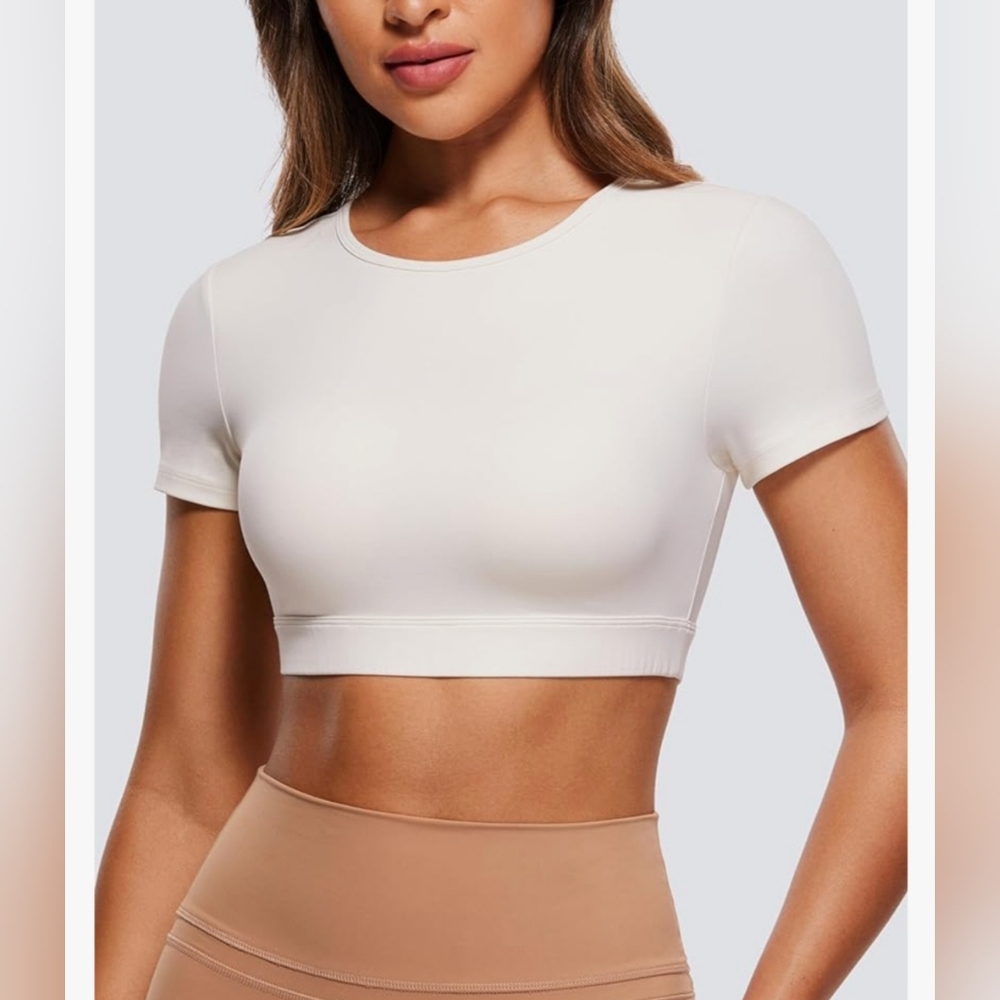 Crz yoga open back cropped shirt